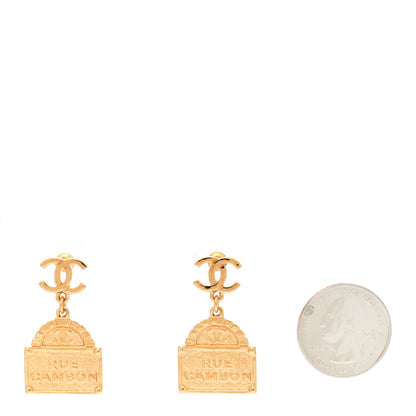 Chanel Metal CC Rue Cambon Drop Earrings Gold 2 of 4