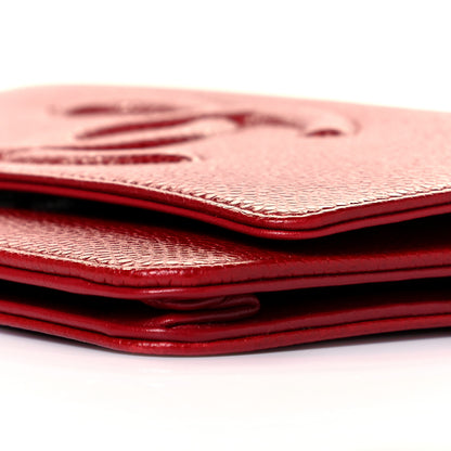 Chanel Caviar Timeless CC Wallet On Chain WOC Red 11 of 12