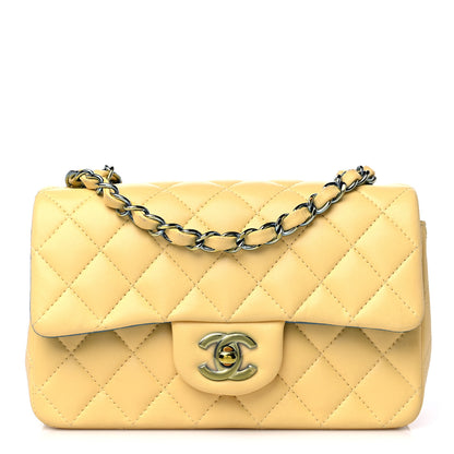 Chanel Lambskin Quilted Mini Rectangular Flap Yellow Blue 1 of 10