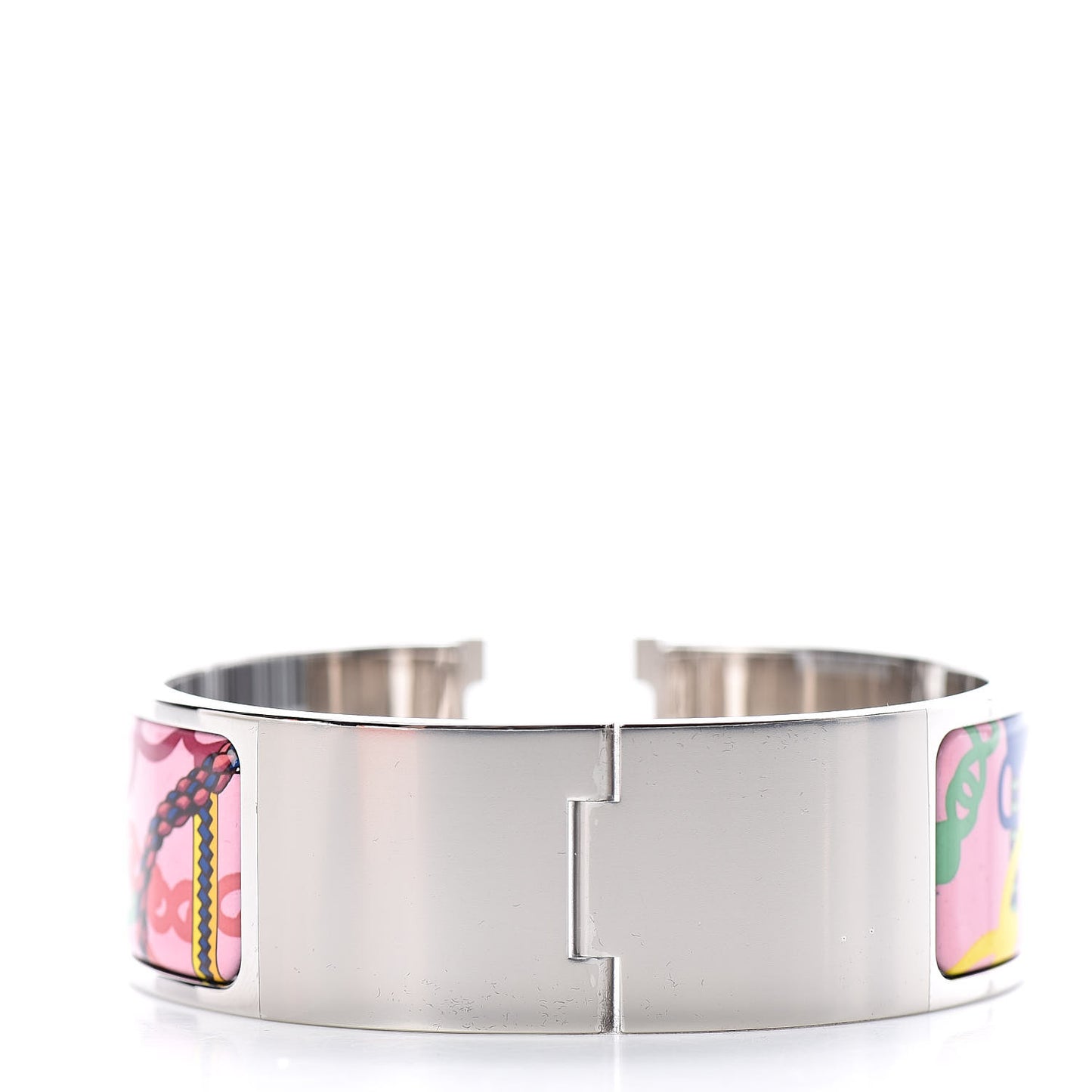 Enamel Printed Wide Panoplie Equestre Clic H Bracelet PM Pink Delirium