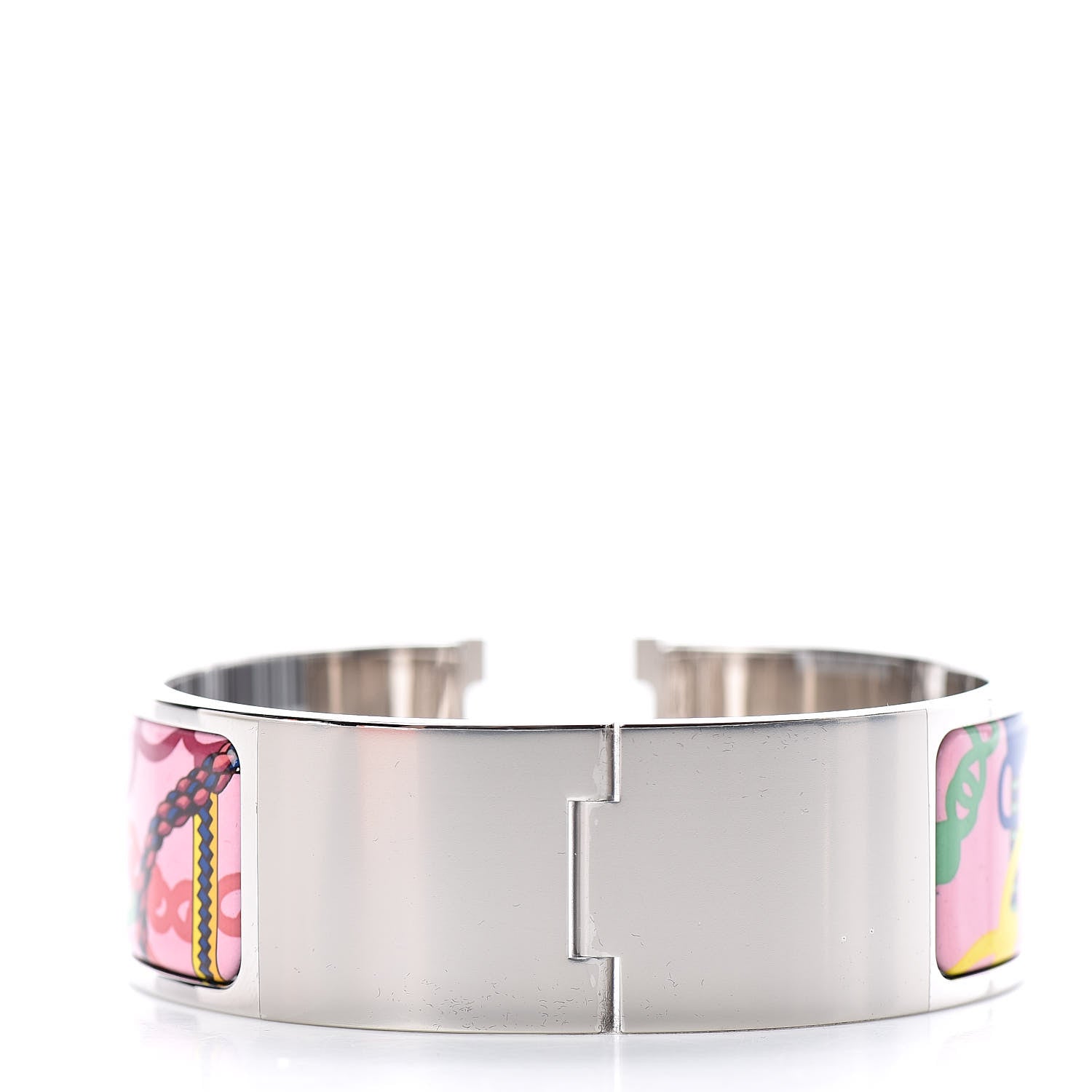 Hermes Enamel Printed Wide Panoplie Equestre Clic H Bracelet PM Pink Delirium 3 of 5