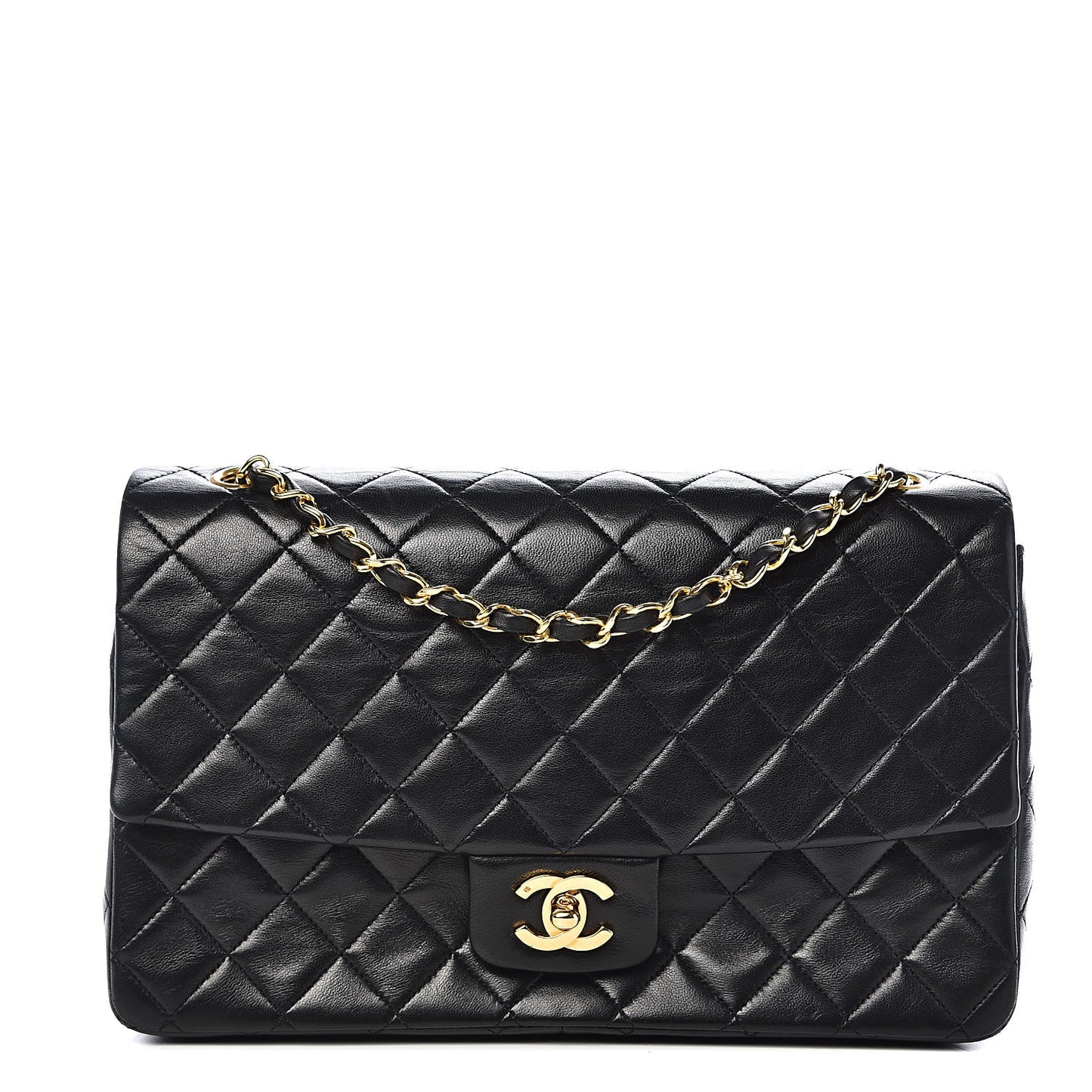 Lambskin Quilted Medium Single Flap Black