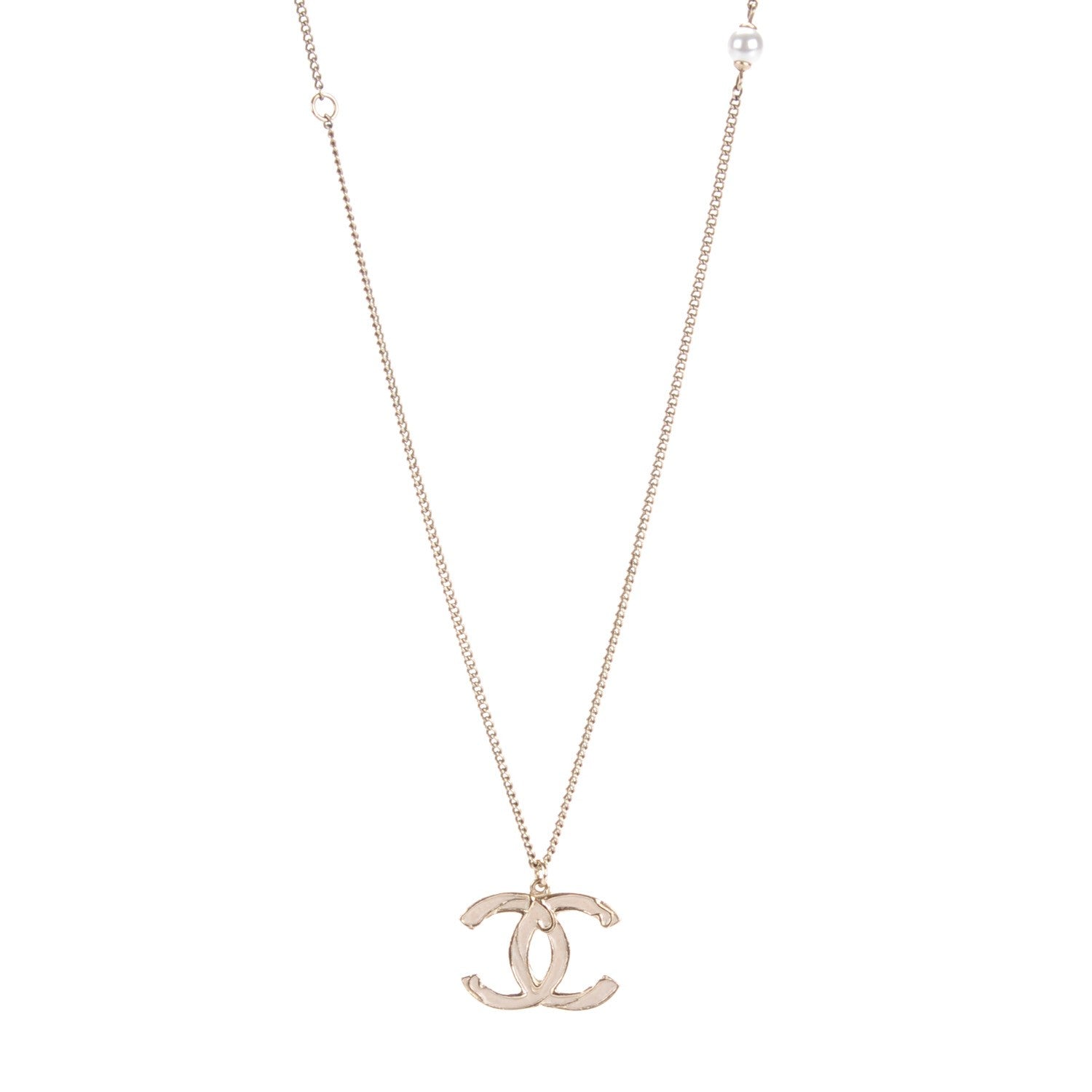 Chanel Enamel CC Pearl Necklace Gold 1 of 4