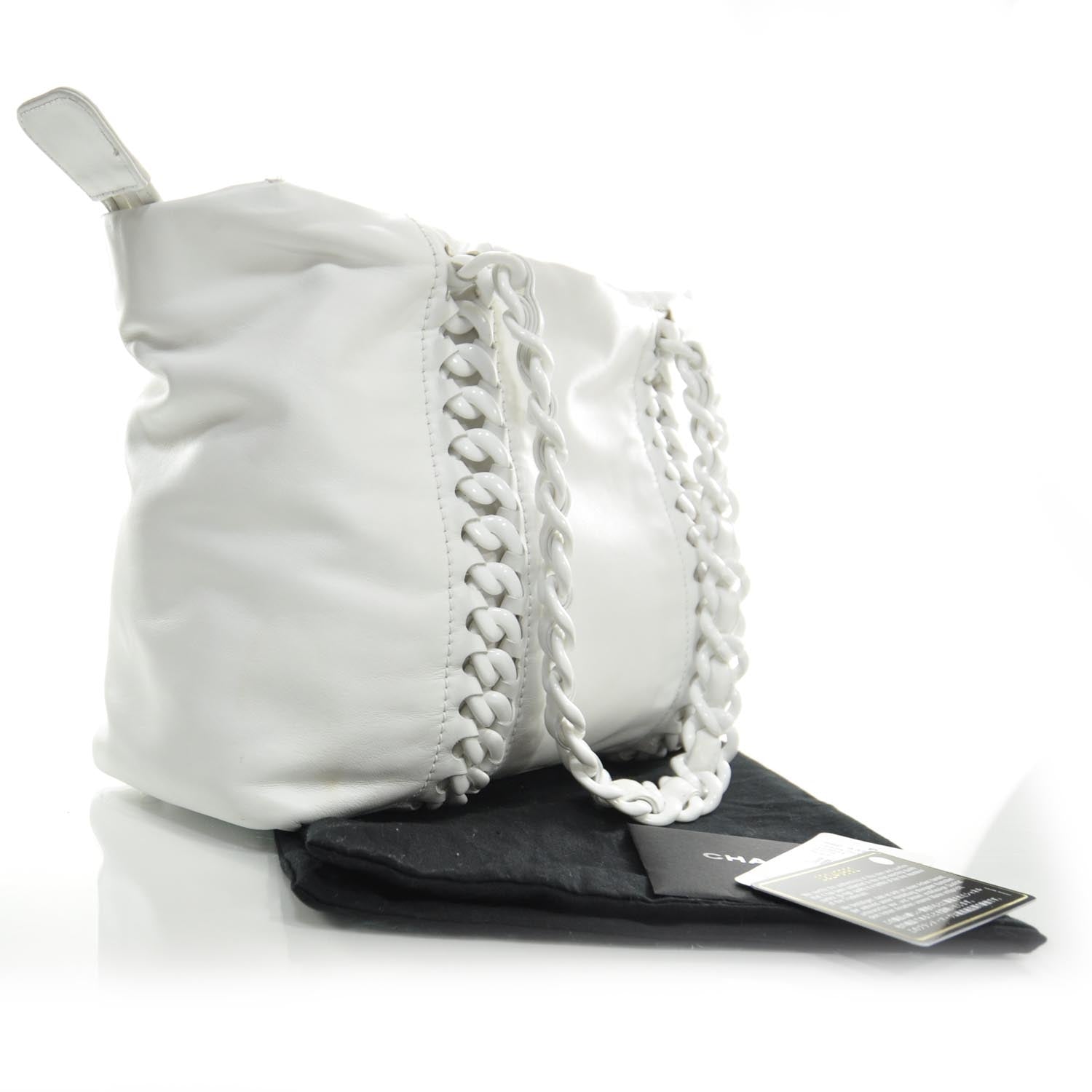 Chanel Leather Modern Chain Tote White 3 of 9