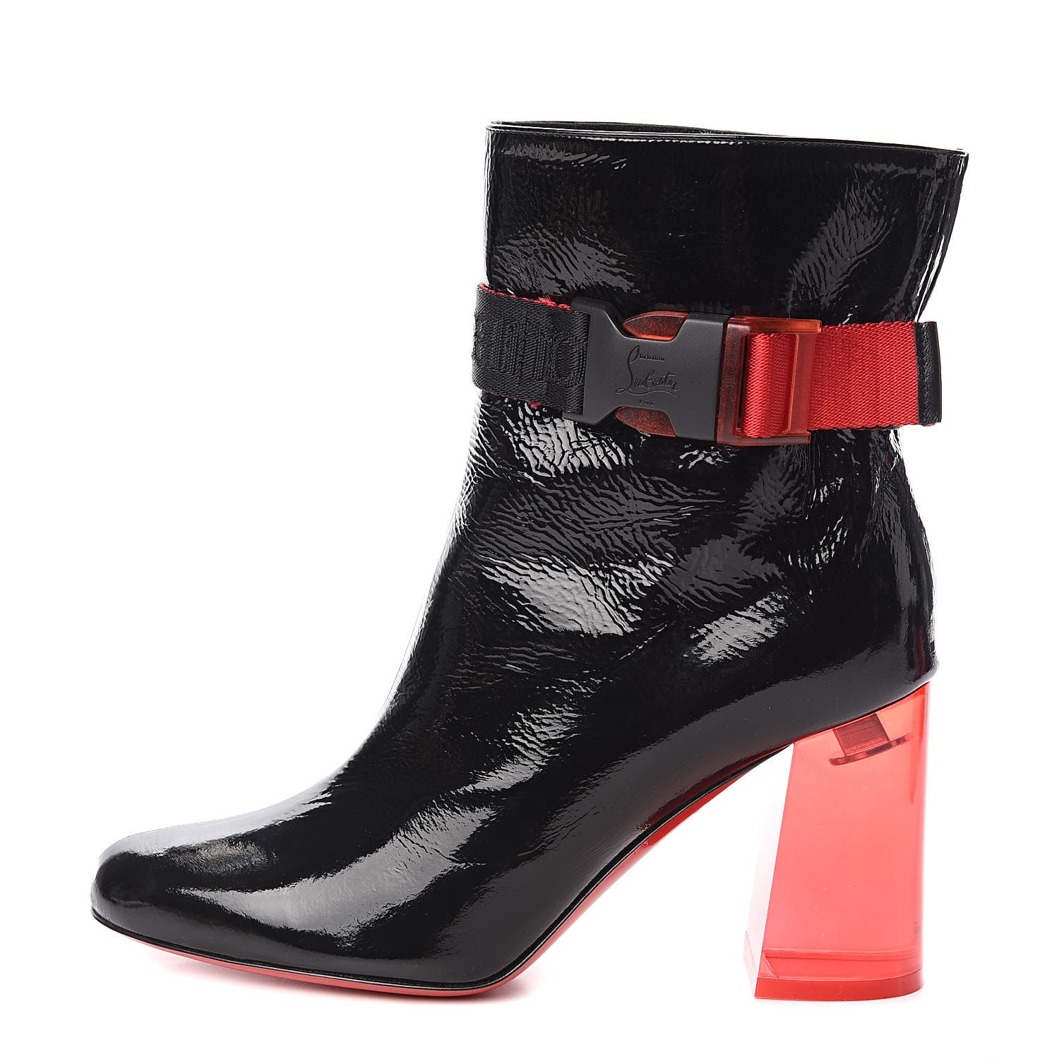 Christian Louboutin Patent Vouge Plexi Telesiege 85 Ankle Boots 36 Black 1 of 8