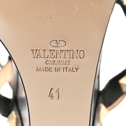 Valentino Garavani Nappa Rockstud Asymmetric Bow Wedge Sandals 41 Black 7 of 9