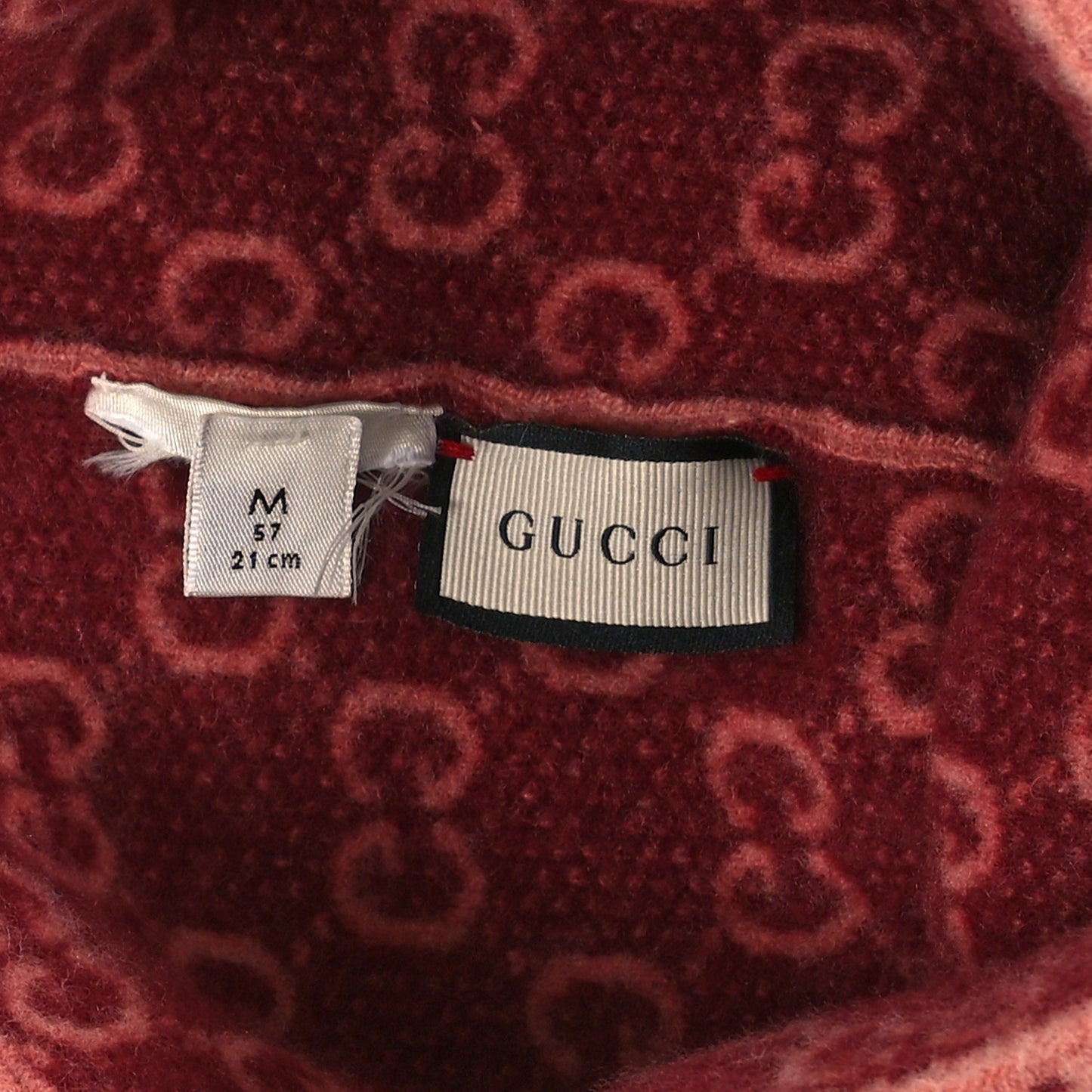 Wool GG Monogram Fog Tricot Beanie Hat M Pink