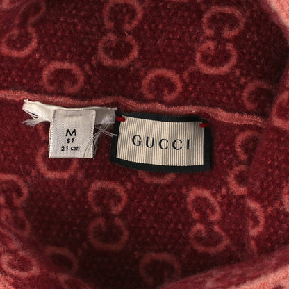 Gucci Wool GG Monogram Fog Tricot Beanie Hat M Pink 4 of 4