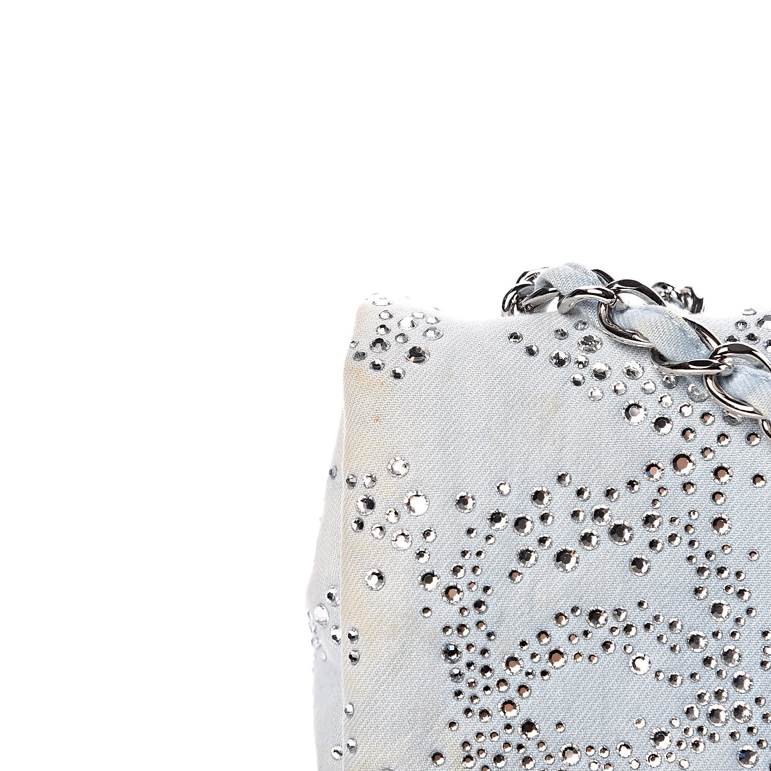 Chanel Denim Quilted Swarovski Crystal Flap Blue 15 of 22