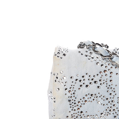 Chanel Denim Quilted Swarovski Crystal Flap Blue 15 of 22