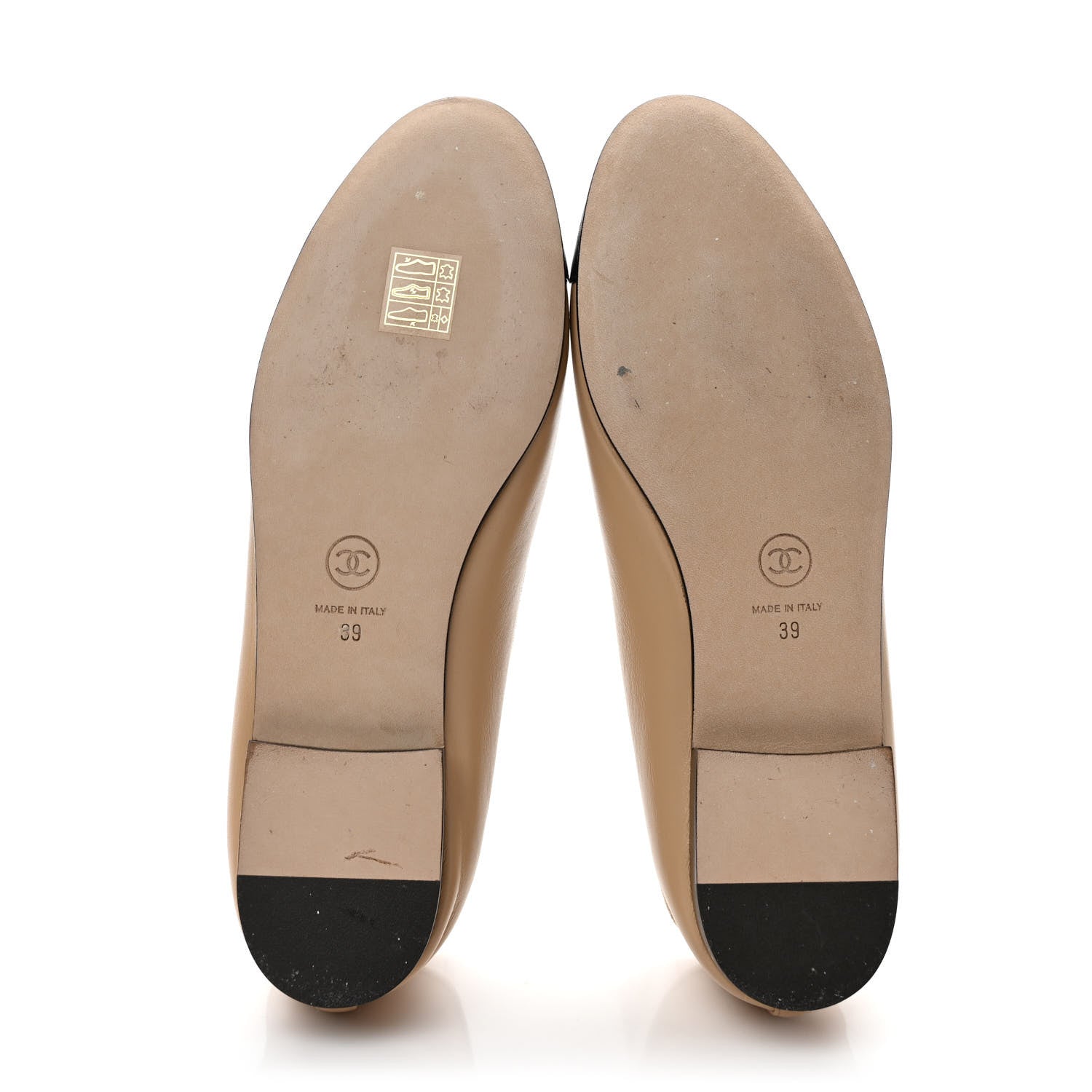 Chanel Lambskin Cap Toe CC Ballerina Flats 39 Beige Black 5 of 9
