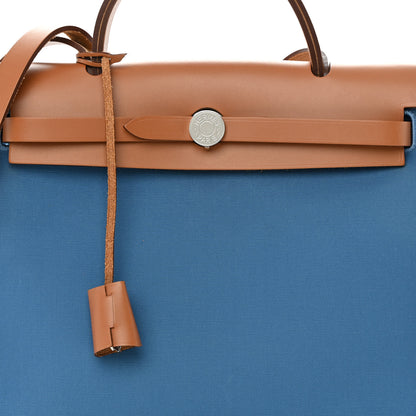 Hermes Vache Hunter Toile Herbag Zip 31 PM Azur Natural 9 of 13