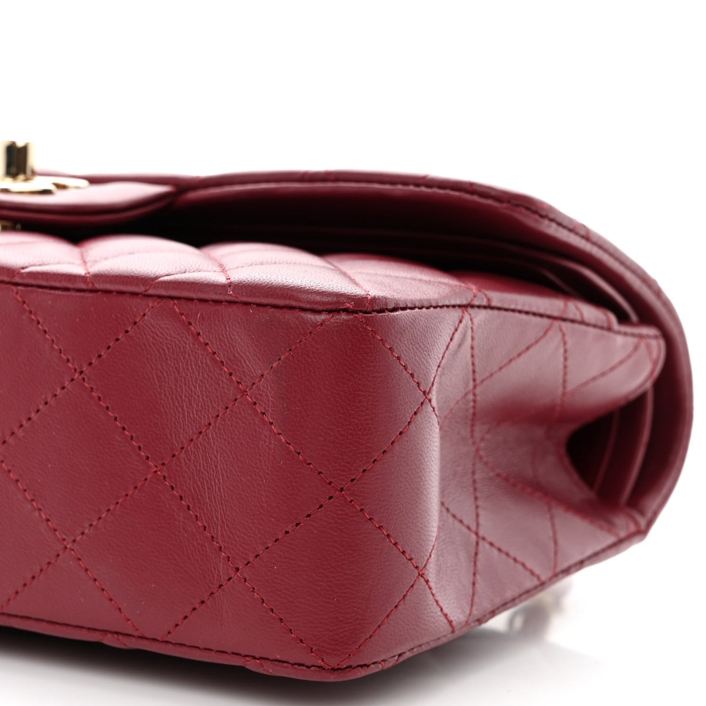 Lambskin Quilted Small Double Flap Burgundy
