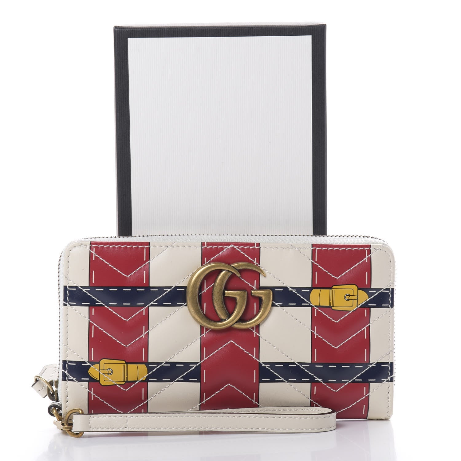 Gucci Calfskin Matelasse Trompe L'Oeil Print GG Marmont Zip Around Wallet 8 of 8