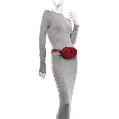 Gucci Calfskin Matelasse GG Marmont Belt Bag 85 34 Hibiscus Red 2 of 11