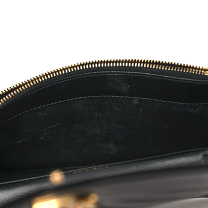 Saint Laurent Grain De Poudre Matelasse Chevron Monogram Envelope Chain Wallet Black 10 of 11