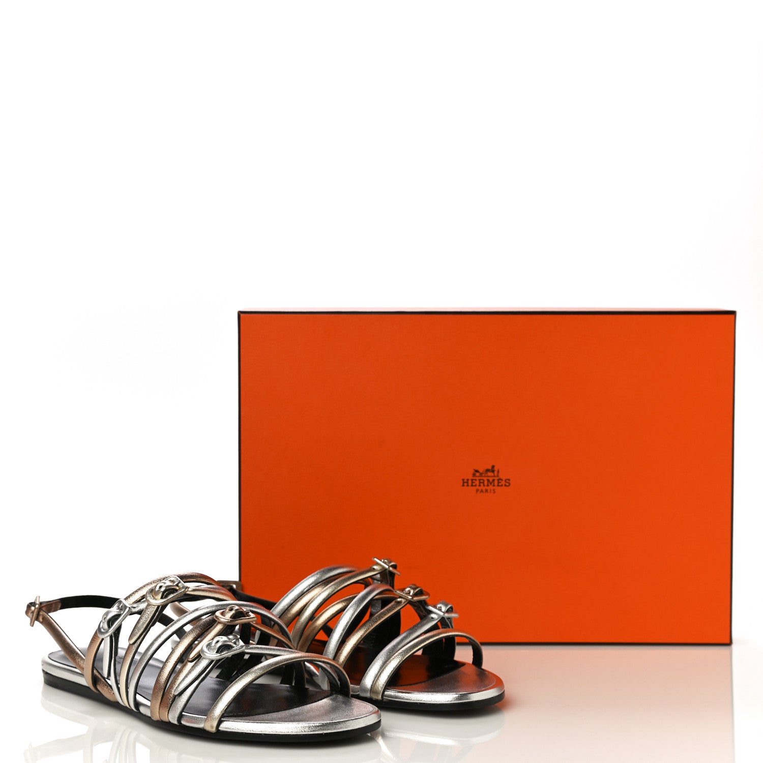 Hermes Metallic Nappa Buckles Sandals 36 Argent 16 of 16