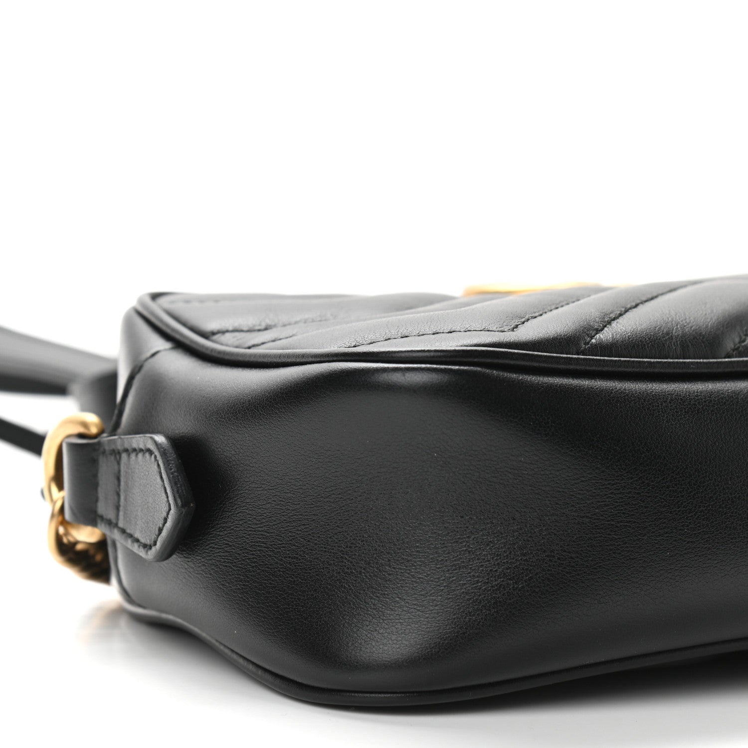 Gucci Calfskin Matelasse Mini GG Marmont Chain Shoulder Bag Black 9 of 10