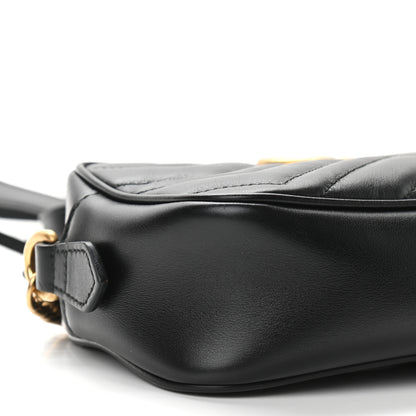Gucci Calfskin Matelasse Mini GG Marmont Chain Shoulder Bag Black 9 of 10