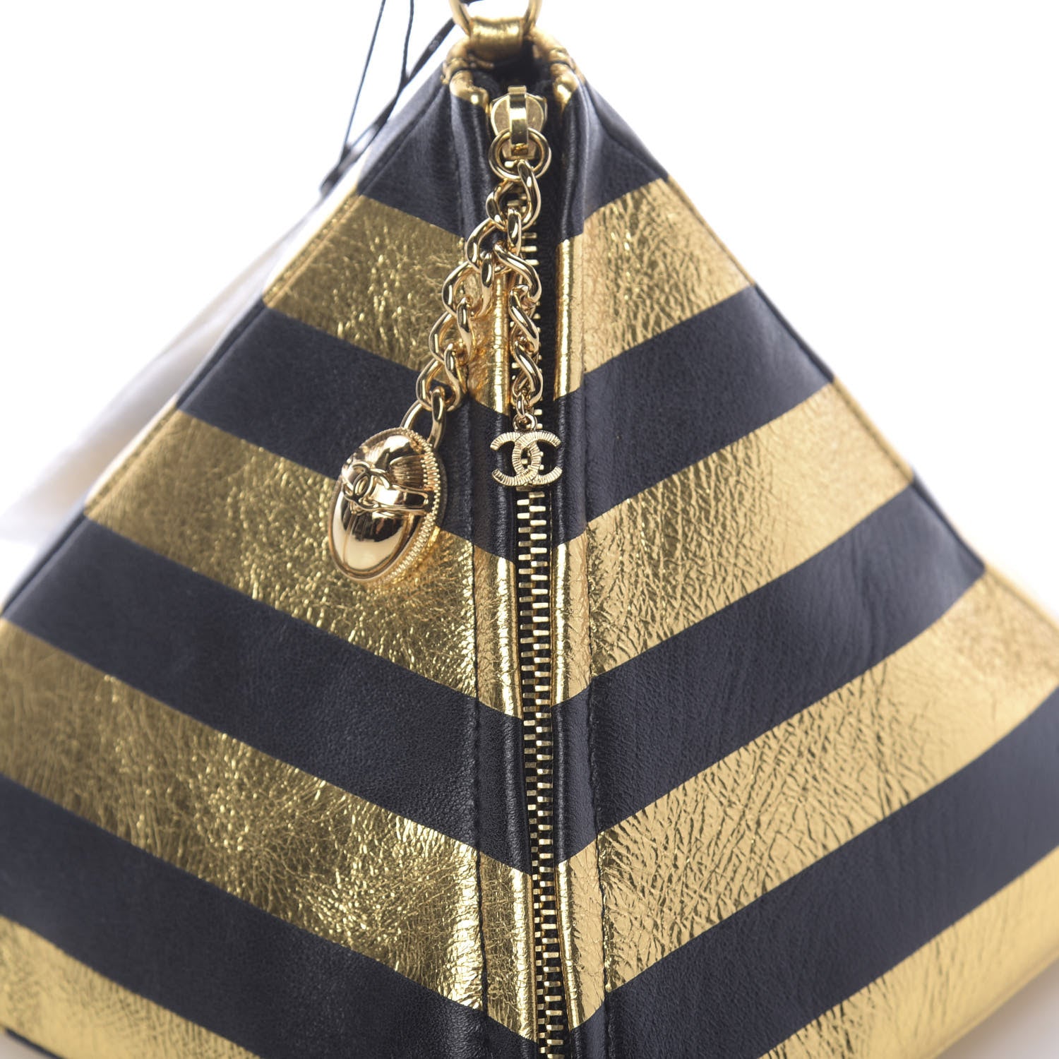 Chanel Metallic Lambskin CC Kheops Pyramid Bag Gold Black 9 of 9