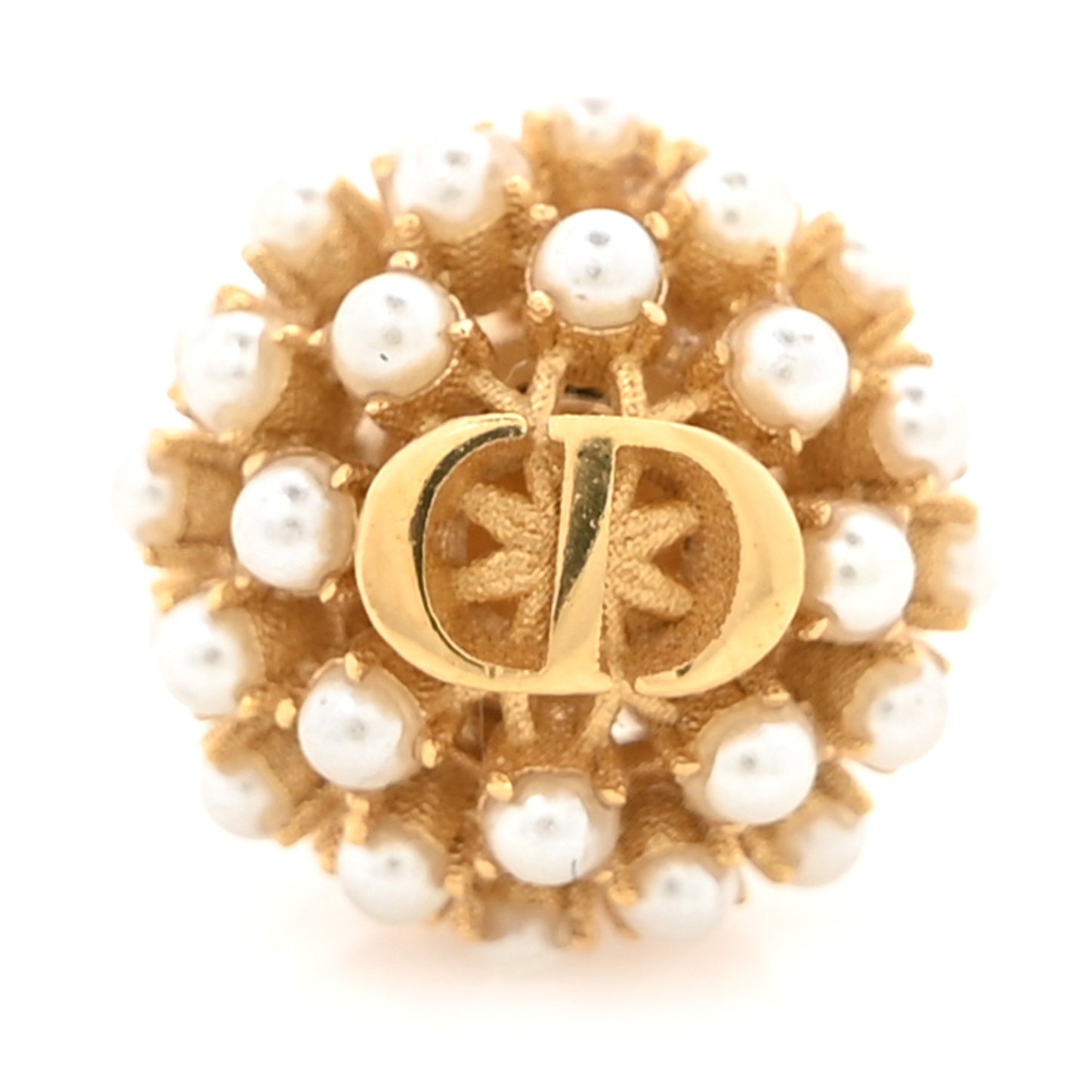 Pearl Crystal Tribal CD Earrings Gold