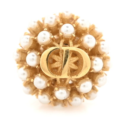 Christian Dior Pearl Crystal Tribal CD Earrings Gold 5 of 6