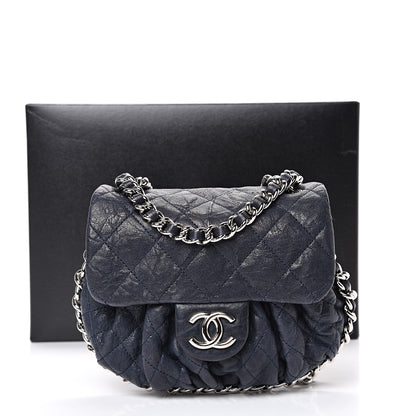 Chanel Washed Lambskin Quilted Mini Chain Around Flap Navy Blue 11 of 11