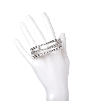 David Yurman Sterling Silver Diamond Crossover Four Row Cuff Bracelet 2 of 5