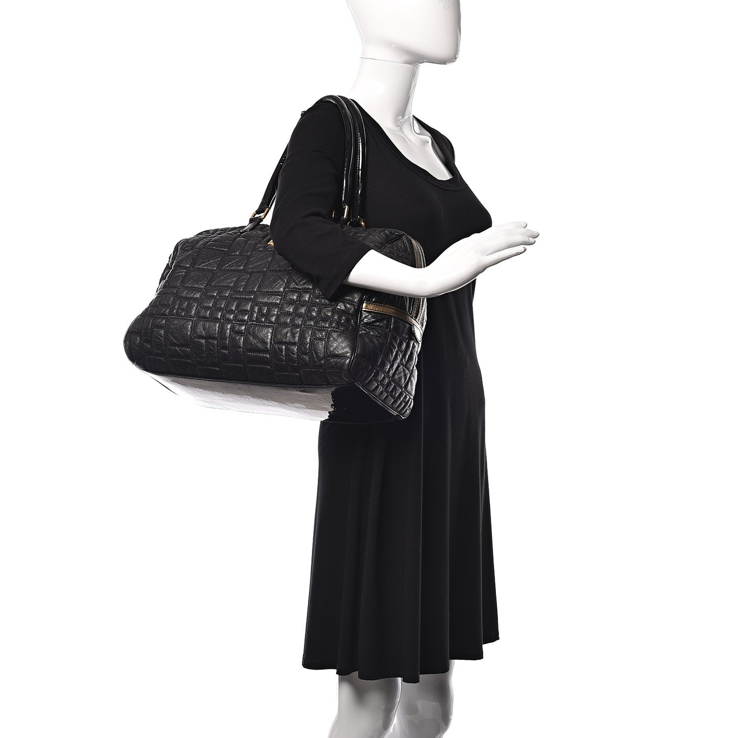 Calfskin Quilted Miss Marylou Hobo Bag Black