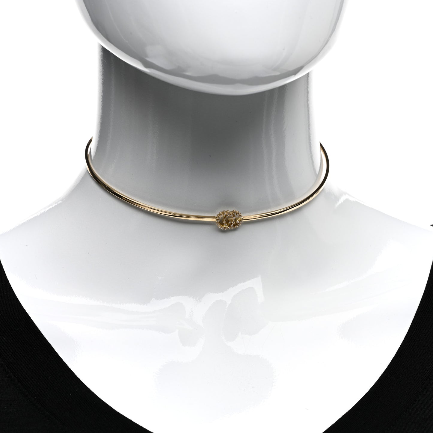 18K Yellow Gold Diamond GG Running Choker Necklace