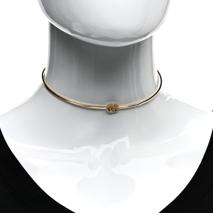 Gucci 18K Yellow Gold Diamond GG Running Choker Necklace 2 of 4