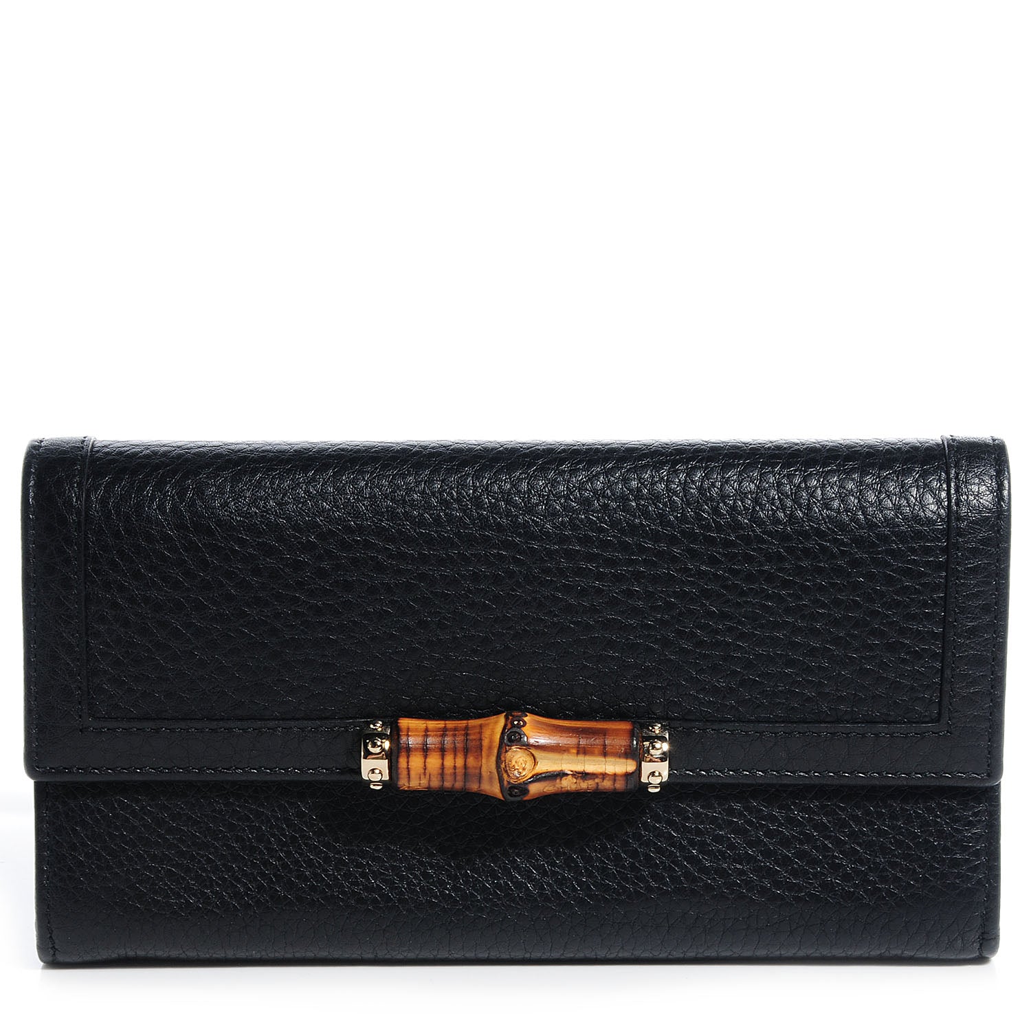 Gucci Leather Bamboo Continental Wallet Black 1 of 8
