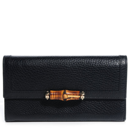 Gucci Leather Bamboo Continental Wallet Black 1 of 8