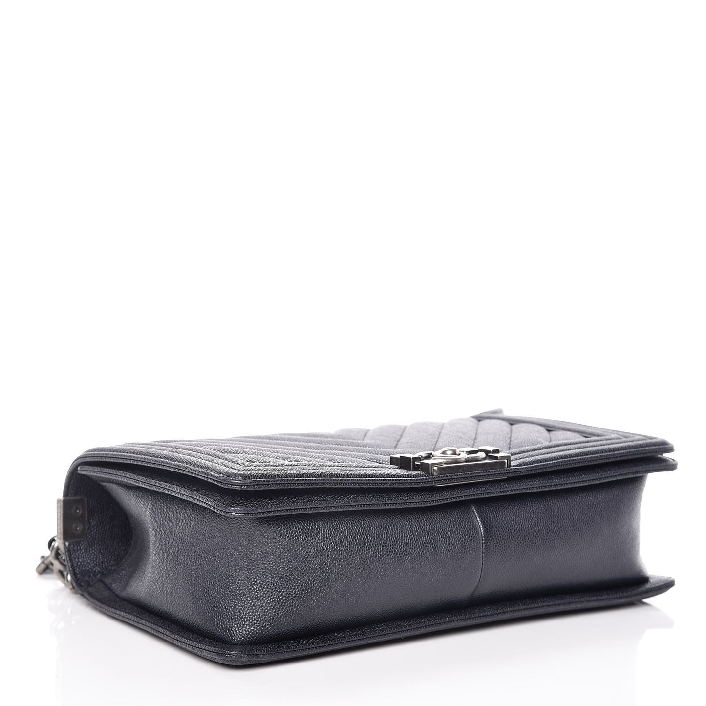 Metallic Caviar Quilted Chevron New Medium Boy Flap Navy