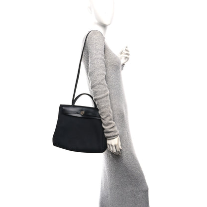 Hermes Military Toile Vache Hunter Herbag Zip Retourne 31 PM Black 2 of 11