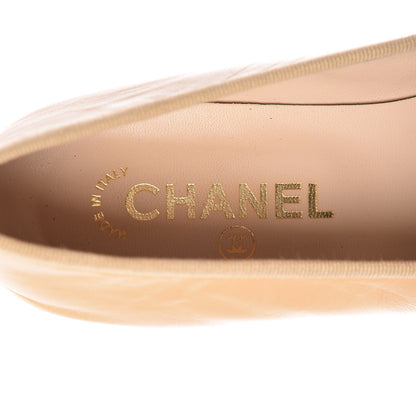 Chanel Lambskin Cap Toe CC Ballerina Flats 39 Beige Black 9 of 16