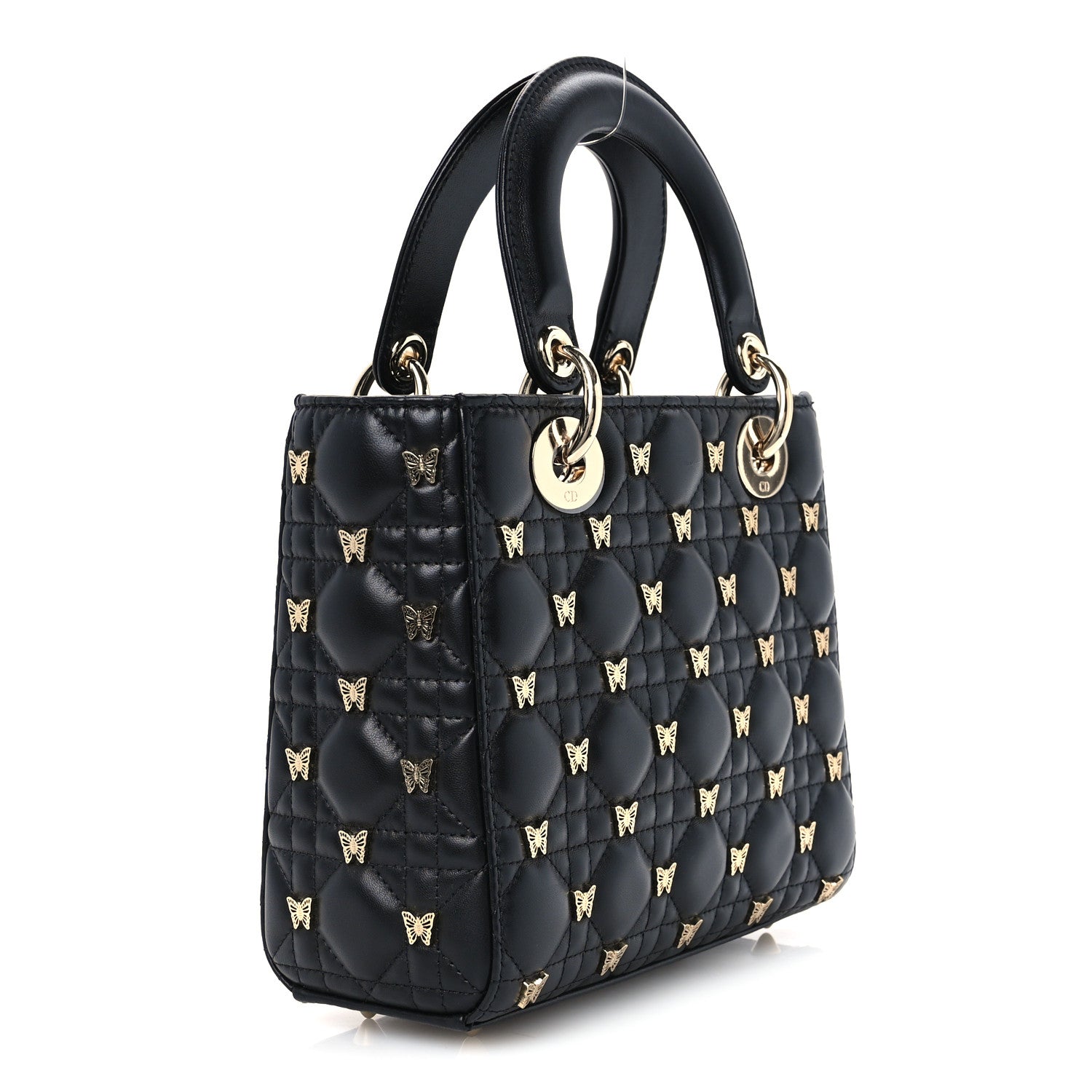 Christian Dior Lambskin Cannage Butterfly Studs Small Lady Dior Black 2 of 9
