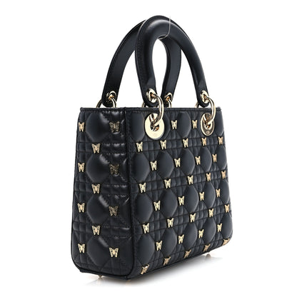 Christian Dior Lambskin Cannage Butterfly Studs Small Lady Dior Black 2 of 9