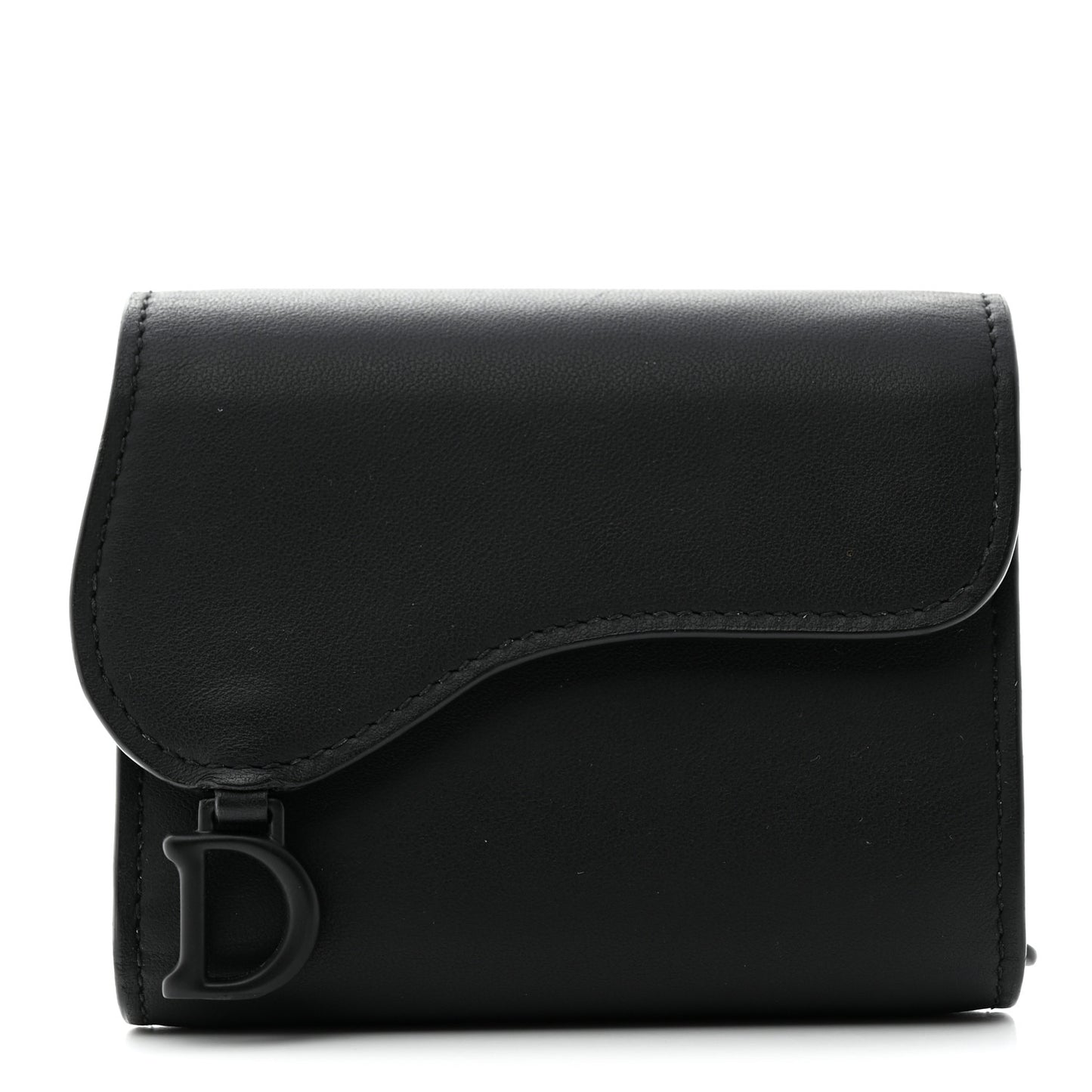 Ultra Matte Calfskin Saddle Lotus Wallet Black