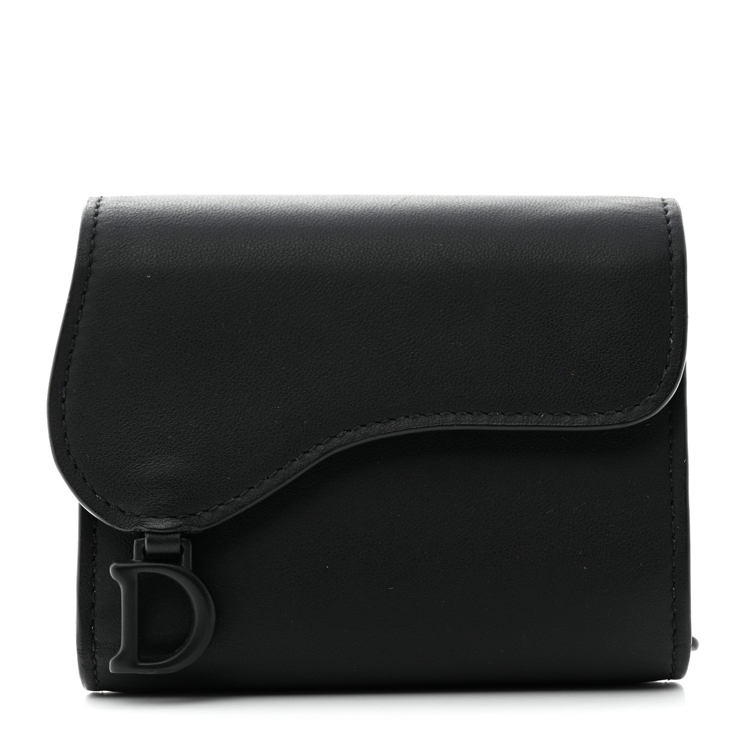 Christian Dior Ultra Matte Calfskin Saddle Lotus Wallet Black 1 of 8