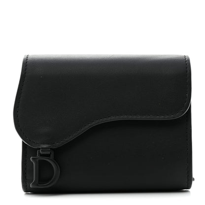 Christian Dior Ultra Matte Calfskin Saddle Lotus Wallet Black 1 of 8