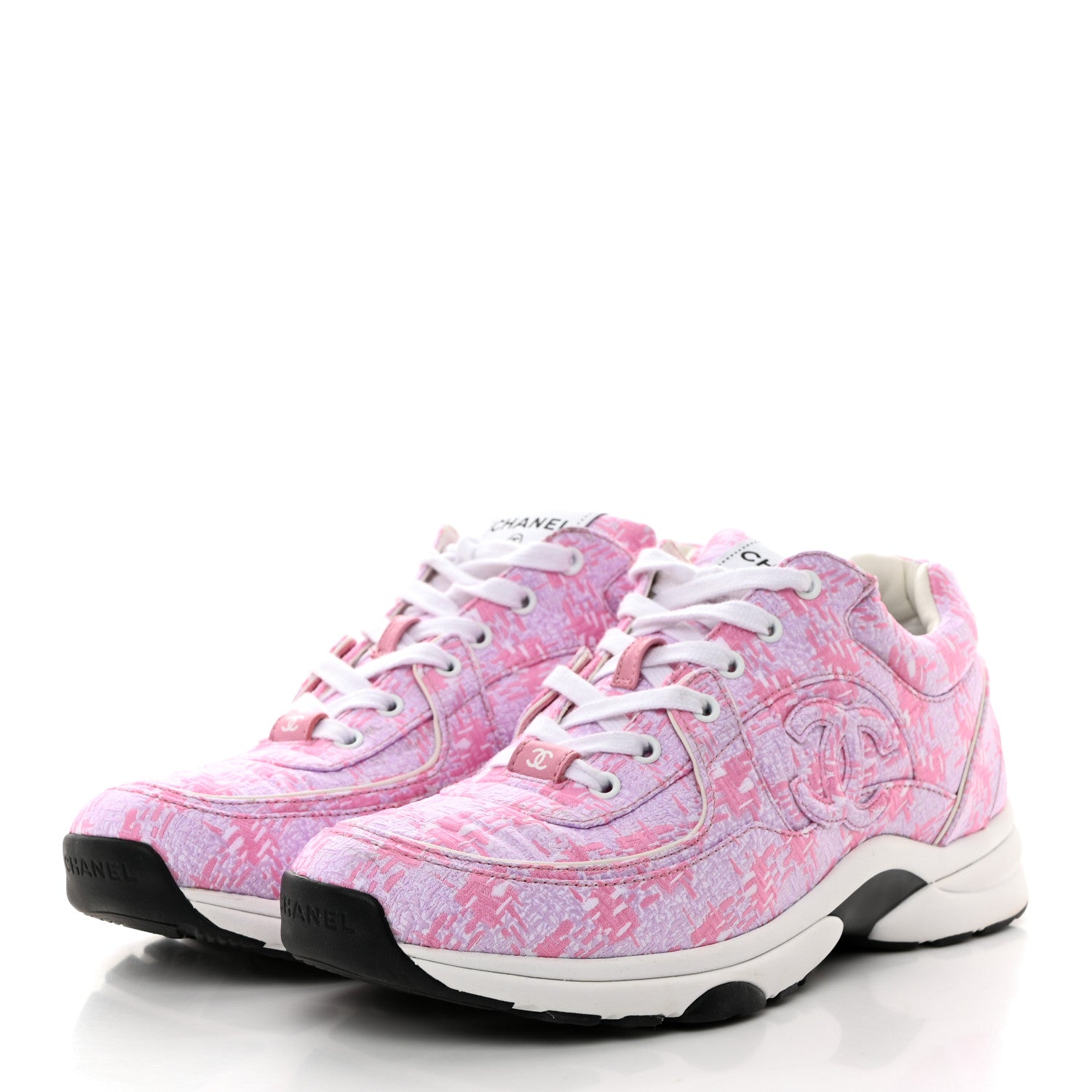 Chanel Tweed CC Sneakers 41 Pink 3 of 8
