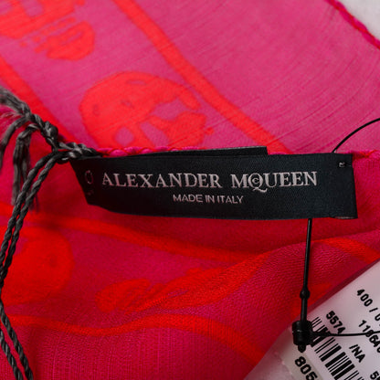 Alexander McQueen Silk Chiffon Skull Scarf Pink Orange 6 of 8
