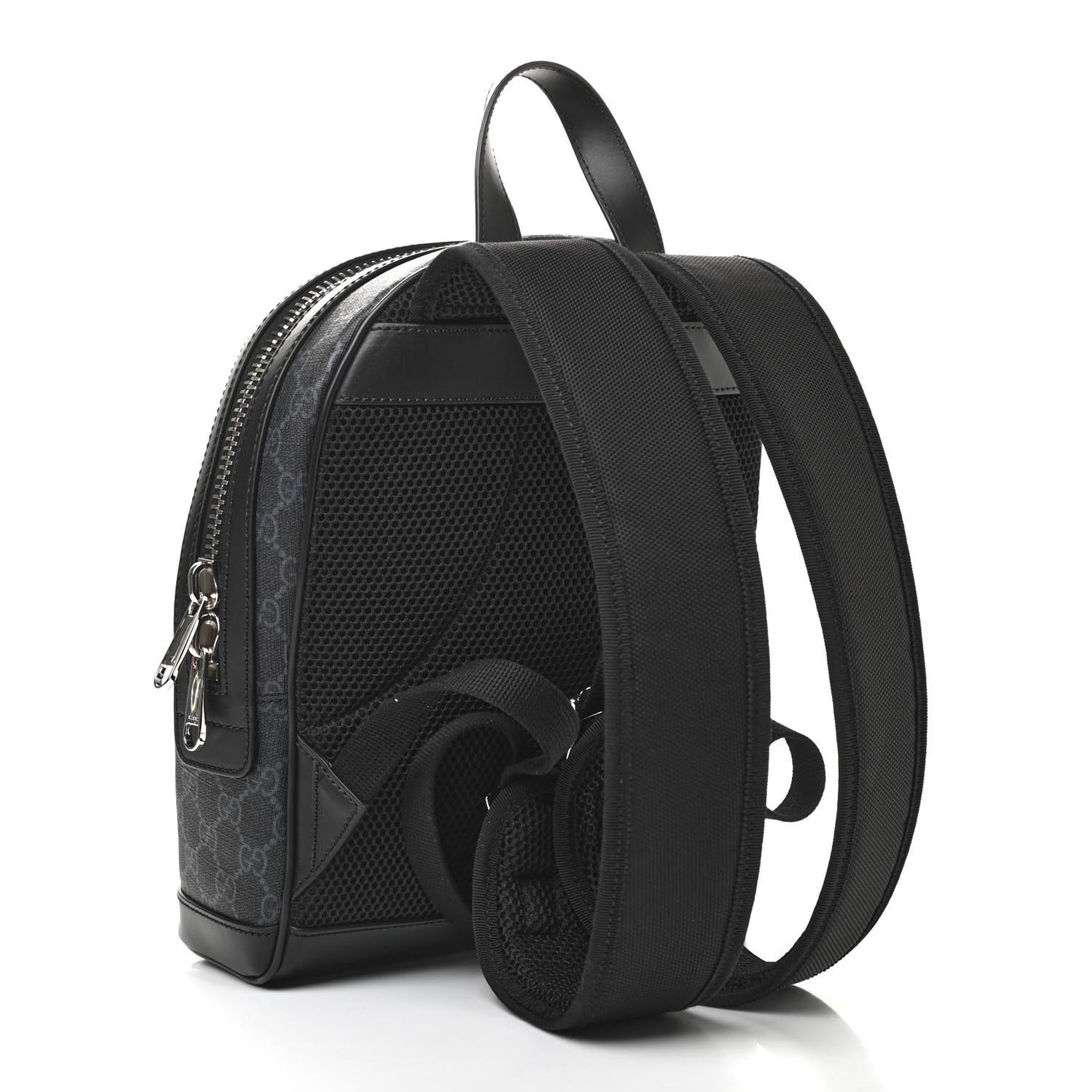 GG Supreme Monogram Appia Calfskin Web Small Day Backpack Black