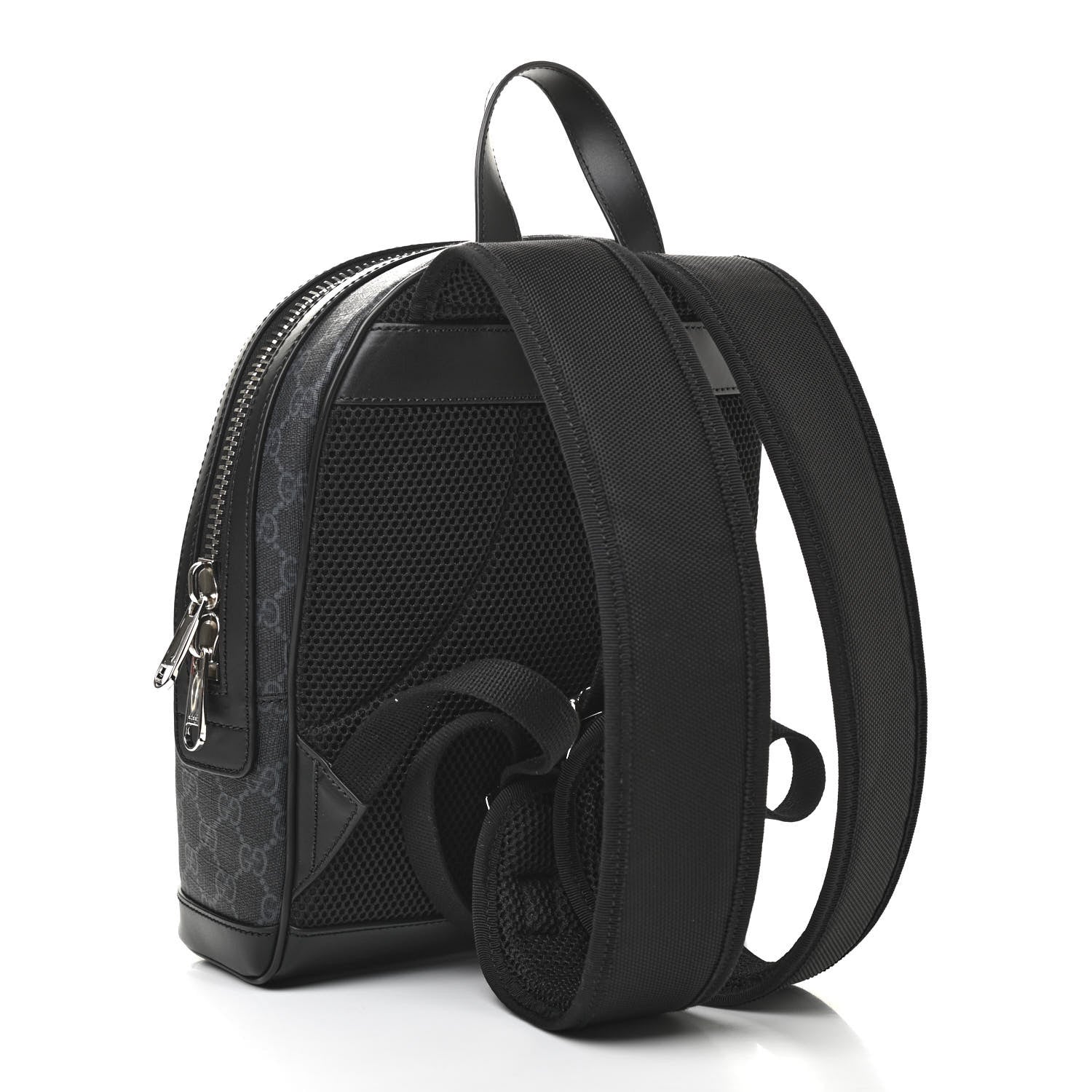 Gucci GG Supreme Monogram Appia Calfskin Web Small Day Backpack Black 3 of 9