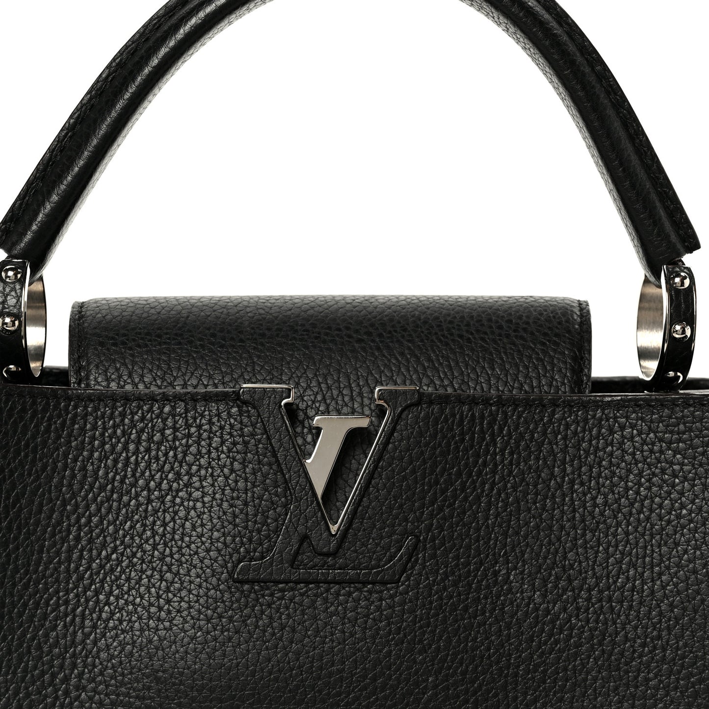Taurillon Capucines MM Black Fuchsia