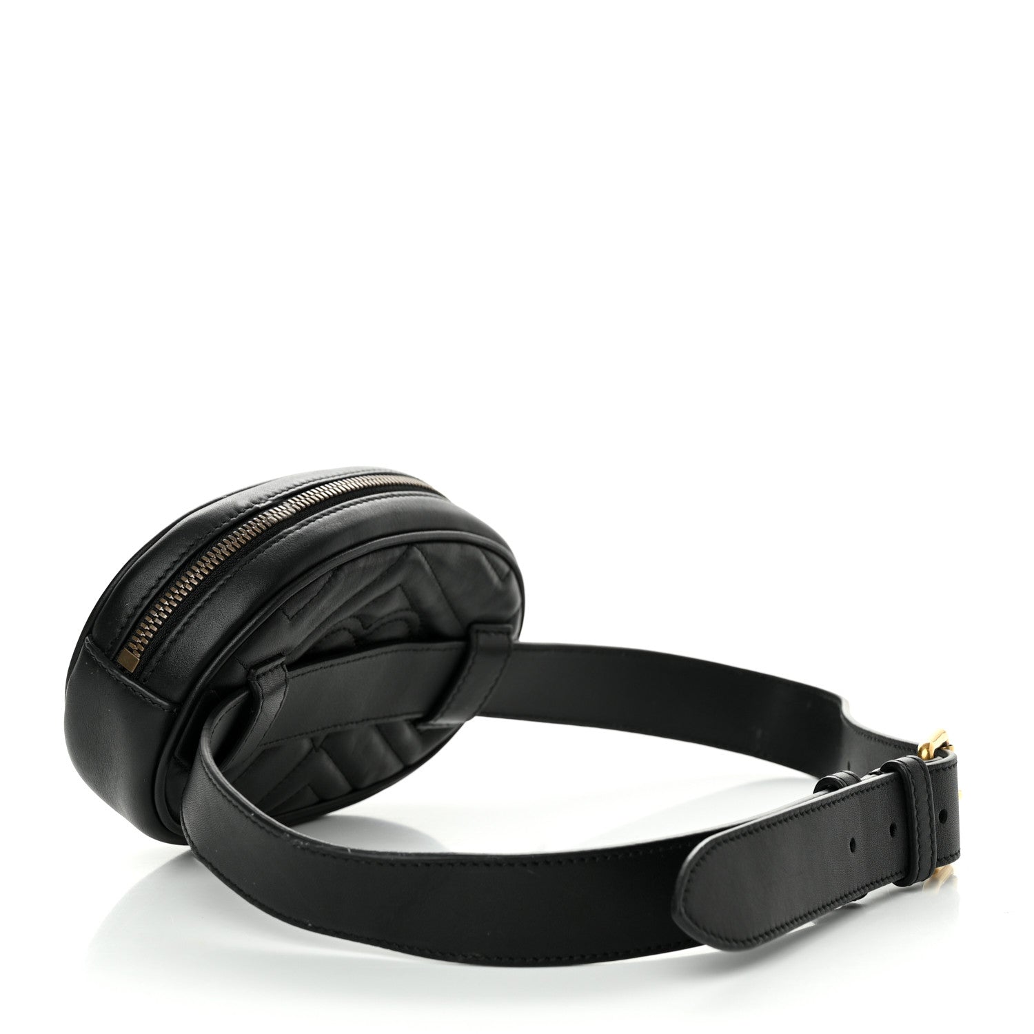 Gucci Calfskin Matelasse GG Marmont Belt Bag 75 30 Black 3 of 12