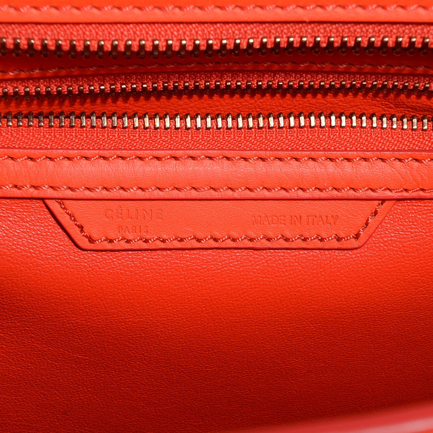 Celine Smooth Calfskin Micro Luggage Bright Orange 6 of 7