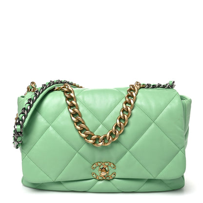 Chanel Lambskin Quilted Maxi Chanel 19 Flap Light Green 1 of 10