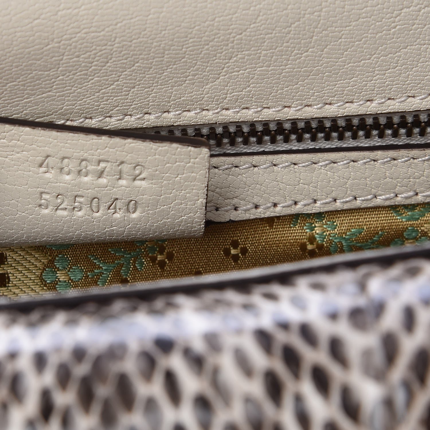 Gucci Calfskin Snakeskin Studded Medium Ottilia Top Handle Bag White 8 of 9